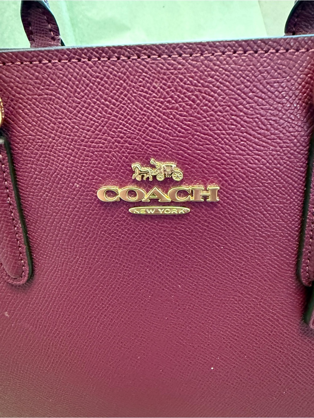 COACH Women’s Structured Saffiano Leather Satchel - Berry (missing long handle) - Picture 2 of 7